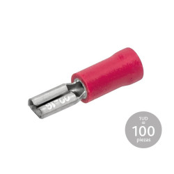 PACK 100 UN. TERMINAL HEMBRA PREAISLADO ROJO 2,8 X 0,8