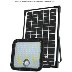 FOCO LED SOLAR 30W 4800LM CON SENSOR + MANDO ELBAT