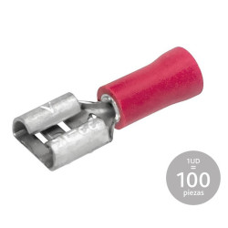 PACK 100 UN. TERMINAL HEMBRA ROJO PREAISLADO 6.3 X 0,8