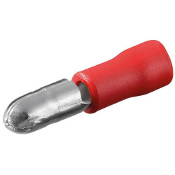 PACK 5 UN. TERMINAL MACHO CILINDRICO 4 mm ROJO
