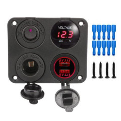 PANEL AUTO VOLTIMETRO USB TOMA 12 INT CUADRADO