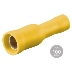 PACK 100 UN. TERMINAL FASTON HEMBRA REDODNDO AMARILLO