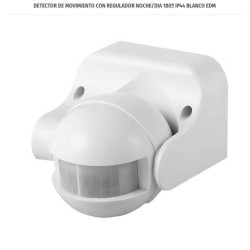 DETECTOR DE MOVIMIENTO CON REGULADOR NOCHE/DIA 180º IP44 BLANCO EDM