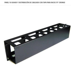PANEL 1U GUIADO Y DISTRIBUCIÓN DE CABLEADO CON TAPA PARA RACKS 19" CROMAD